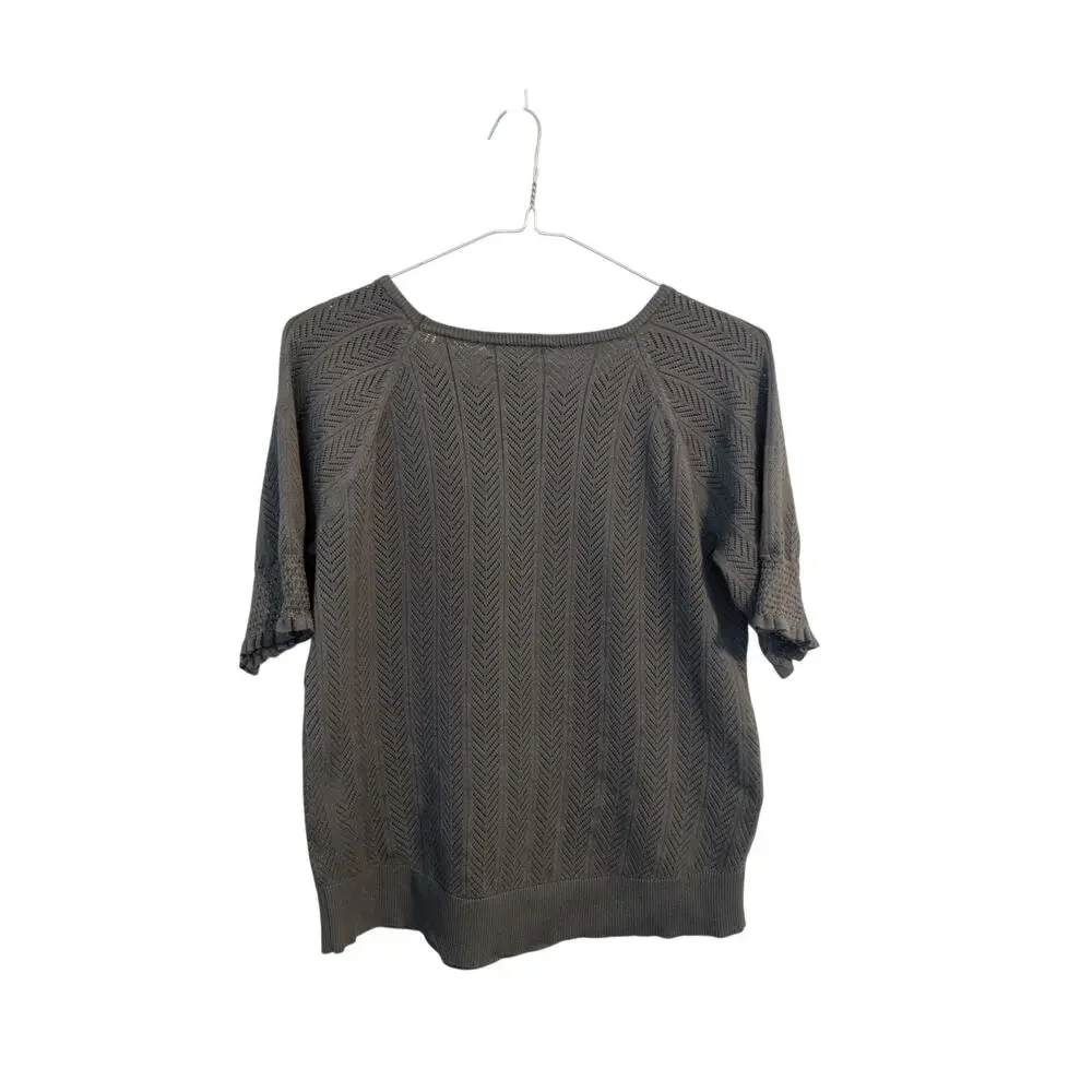 Cable and Gauge Gray Scoop Neck T Shirt Short Sleeve Size XL Soft Knit - Picture 4 of 4